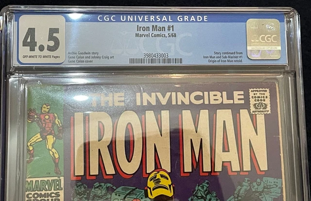 The Invincible Iron Man #1 (May 1968) ✨ Graded 4.5 OFF-W to WHITE by CGC ✔ 2