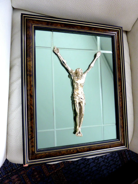 Cadre Ancien En Bois Dévotion Catholique - Croix, Prière, église - Objet Vintage Occasion