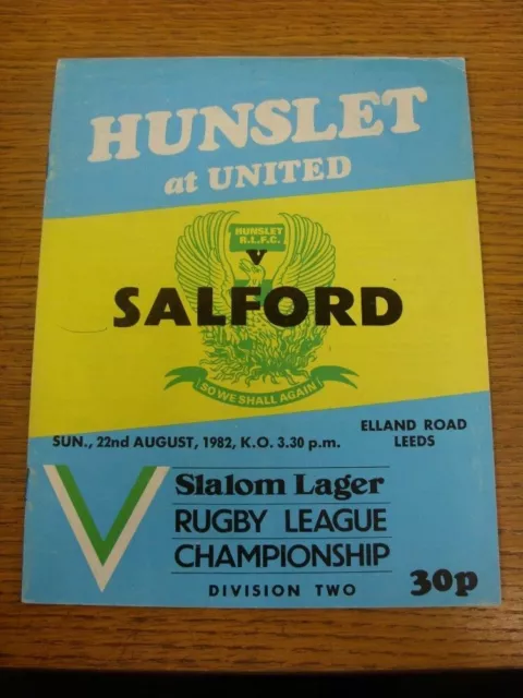 22/08/1982 Rugby League Programme: At Leeds United - Hunslet v Salford  (slight