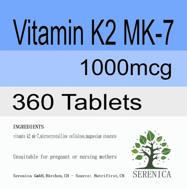 High Strength Vitamin K2 MK-7 1000mcg Tablets Xtra x 360 Tablets