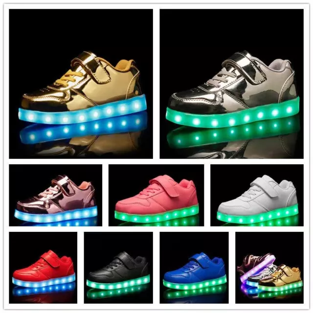 Boys Girls Kids Led Light Up Shoes Luminous Flashing Trainers Sneakers Gift