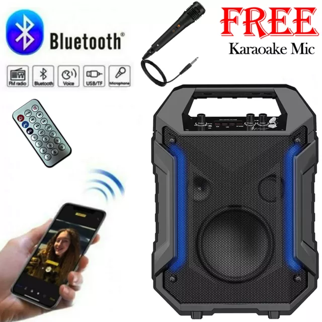 Bluetooth Speaker Portable Karaoke Subwoofer Mini Machine AUX SD/TF LED Radio