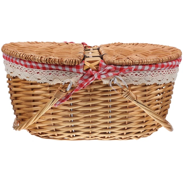 WOVEN BASKET PICNIC with Lid and Handle Small Wicker Baskets Bulk £34. ...
