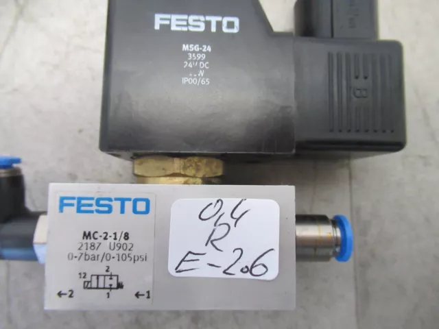 Festo MC-2-1/8 Magnetventil Festo 2187+Festo MSG-24 Magnetspule 24VDC Festo 3599 3