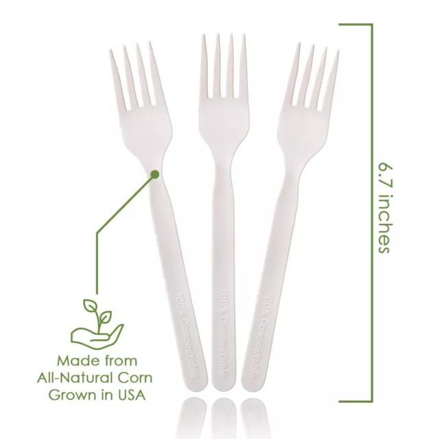 100% Compostable Forks - 500 Large Disposable Utensils (7 in.) Bulk Size Eco ... 3