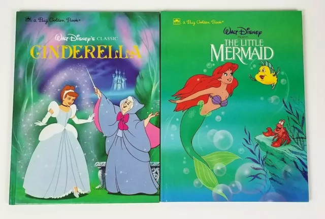 Lot of 2 Big Golden Book Walt Disney’s Classic Cinderella AND Little Mermaid HC