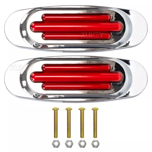 4x Red Side 16 LED Rear Tail Marker Lights Oval  12-24V Neon Trailer Truck Lorry 3