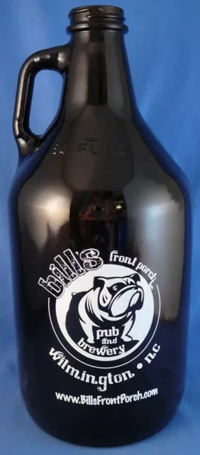 Bill's Front Porch Brewery, Wilmington, NC. 64 oz. Growler, Jug Beer Amber Empty