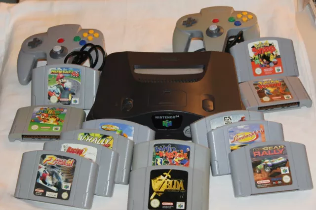 Nintendo N64 Konsole 1/2 Original Controller-Alle Kabel-Spiele-Super Mario Kart,