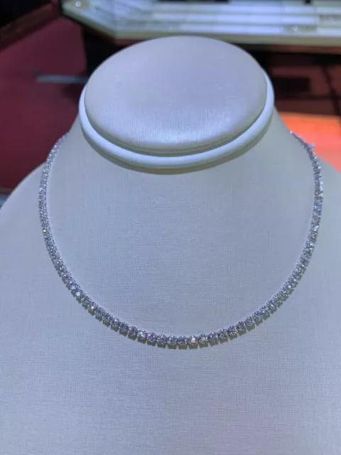 Man's Tennis Necklace 14K White Gold Plated 28 Ct Round Cut Lab Created Diamond
