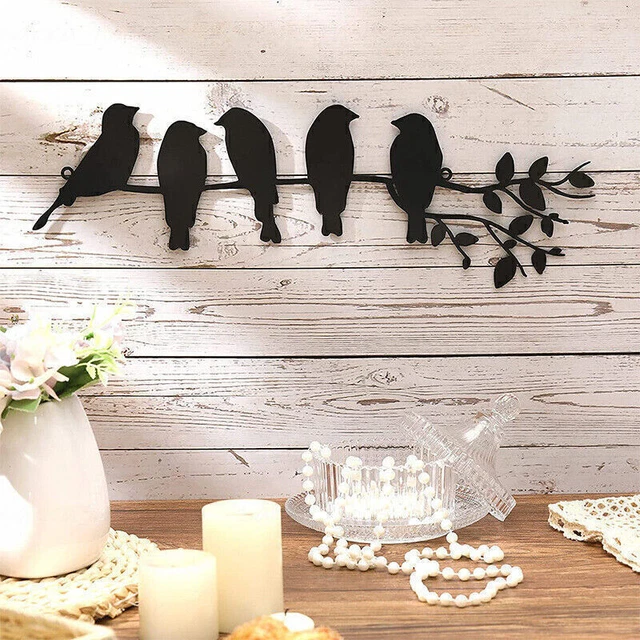 Déco Murale Métal Branche D'oiseau – Style Minimaliste Et élégant, Fait Main, Neuf