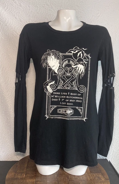 𝅺Hocus Pocus Disney Glow In The Dark Black Long Sleeve Shirt Size Xsmall Rare