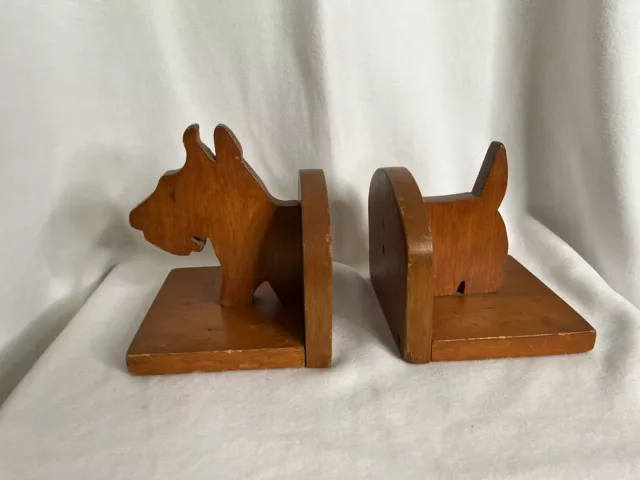 vintage bookends Scottie Dog Schnauzer Terrier Dog Felt Lined