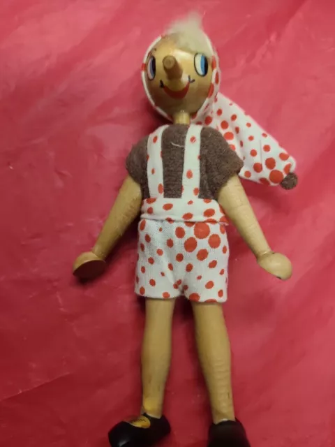 Vintage  Wooden Peg Pinocchio Type 7.5” Doll Made In Poland Polish Import