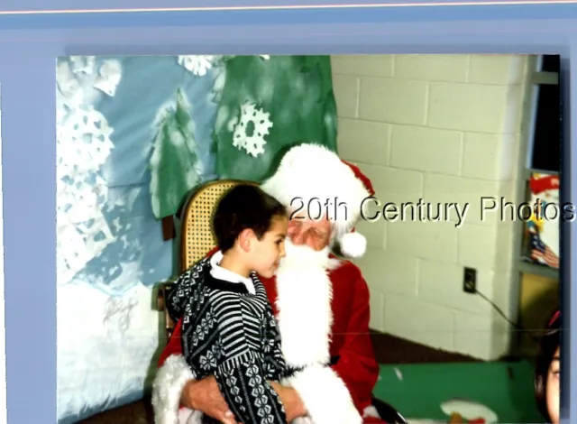 Found Color Photo K+1109 Boy Sitting With Santa Claus