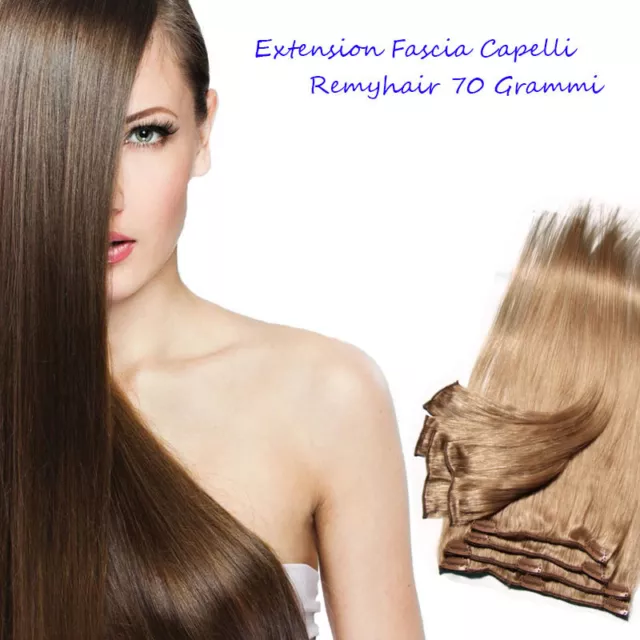 7 FASCIA CAPELLI REMY HAIR AAA EXTENSION capelli VERI 100% 40 cm 16 clip