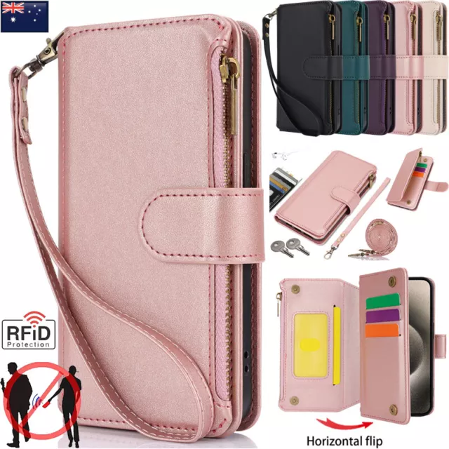 For iPhone 15 14 13 12 11 Pro Max Plus Wallet Case Leather Shockproof Flip Cover