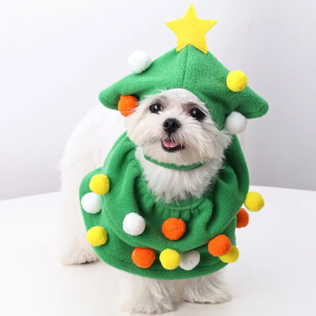 2 teile/satz Weihnachtsbaum-Haustier-Outfit Gelbes Sternen dekor Cosplay Kostüm 3