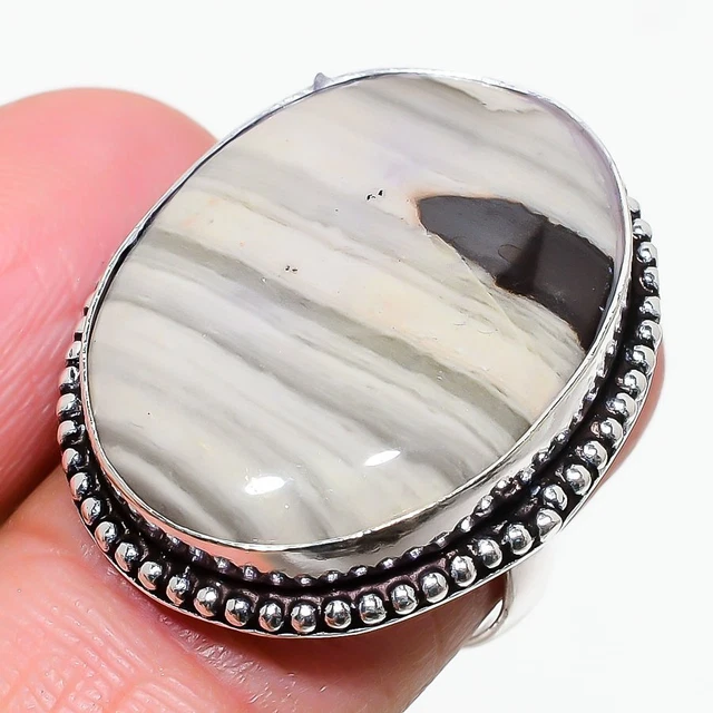 Imperial Jasper Gemstone 925 Sterling Silver Jewelry Ring Size 7.5