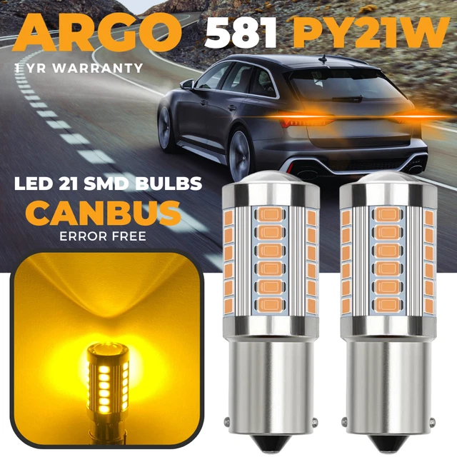 581 BAU15S PY21W Led Indicator Amber Canbus Light Bulbs Signal 1156 Car