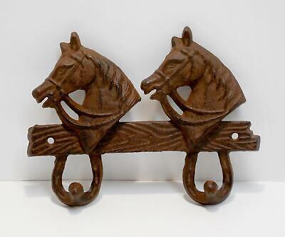 New Western Ranch Cabin Country Decor Horse Head 2 Hook Key Hat Wall Rack Cast