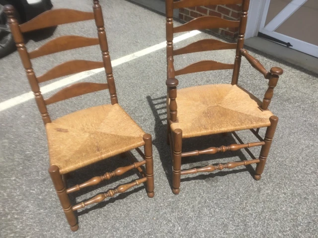 Dining Room table and 6 rush seatchairs, two with arm rests- GONE. GIVEN AWAY Dining Room table and 6 rush seatchairs, two with arm rests- GONE. GIVEN AWAY