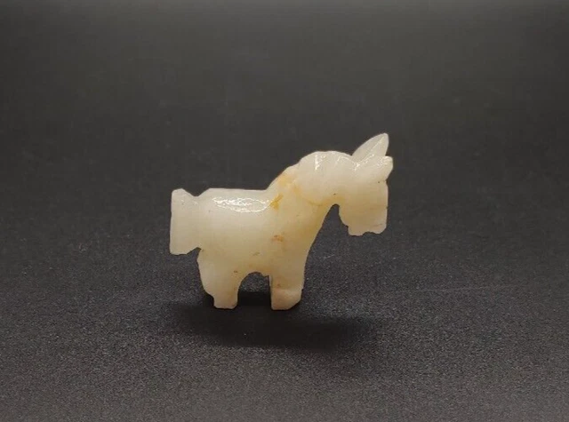 Vintage CARVED  stone ONYX polished DONKEY BURRO MULE Miniature Animal Figurine