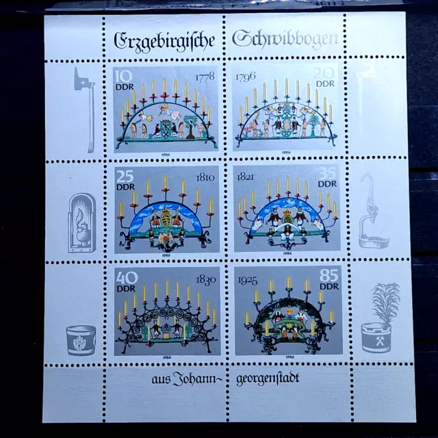 Germany 1986 - MNH - 6 Stamps Souvenir Sheet - Window Candlesticks