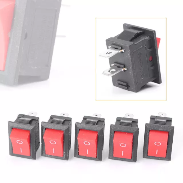 Rocker Switch 2 Pin KCD1-101 250V 6A Boatlike Switches YF 15mm x 21mm 5PCS Red