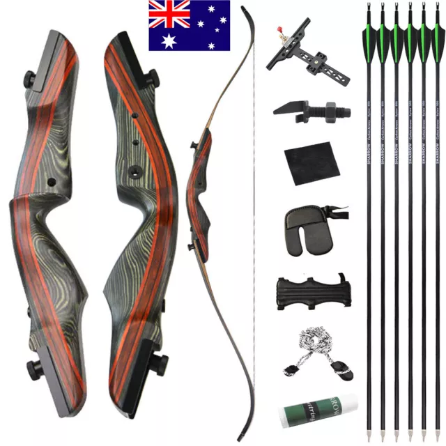 62" Takedown Recurve Bow Arrows Set 20-50lbs Wooden Hunting Bow Target Shooting