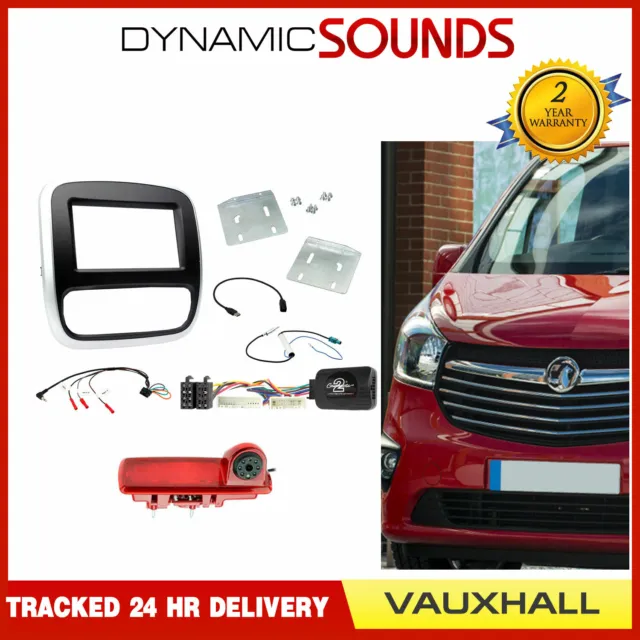 Double Din Car Stereo Fascia Fitting Kit With Reverse Camera for Vauxhall Vivaro