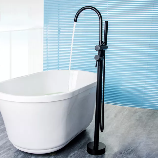 Grifo de Bañera Mate Batidora de Pedestal Separado Pila de Bañera rociador Negro 2