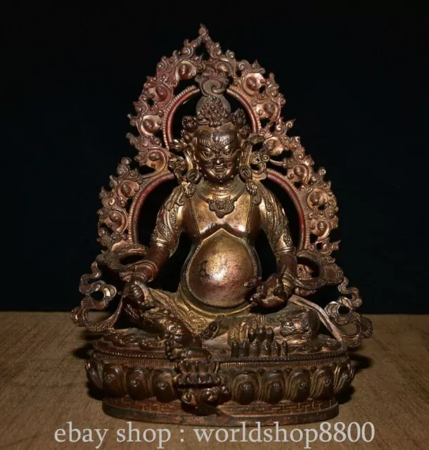 12.4" Rare Old Chinese Bronze Gilt Feng Shui Rat god wealth Statue Sculpture