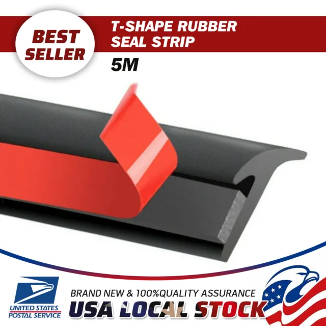 5M T-Shape Rubber Car Door Sealing Strip Hood Trunk Edge Weatherstrip Universal