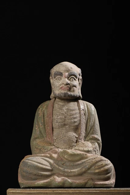 Collection Chinese Old Wood Carved Painted Dharma Buddha Statue Wooden Sculpture