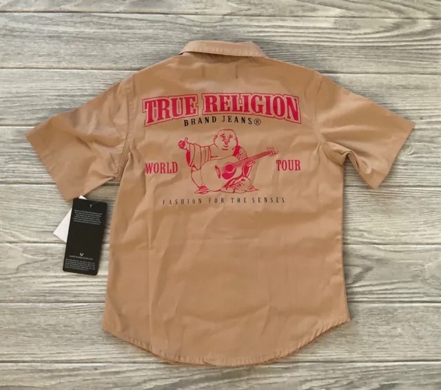 True Religion Kid's Button Down Buddha Khaki Shirt