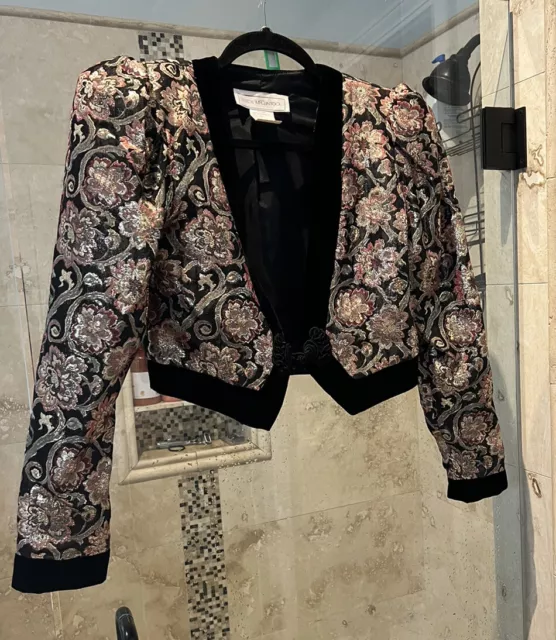 Jessica McClintock Vintage Women’s Velvet Bolero Jacket S 6 Brocade
