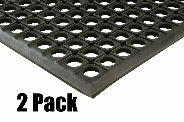 (2) Erie Tools 3x5 Rubber Drainage Floor Mat 36" x 60" x 1/2" Anti-Fatigue
