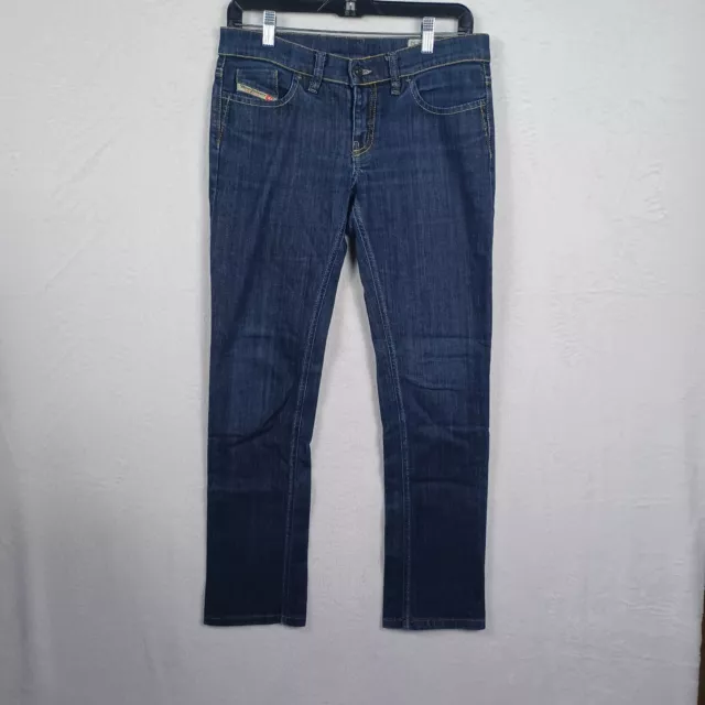 Diesel Jeans Women's 28x32 Straight Leg Stretch Liv Dark Wash Low Rise