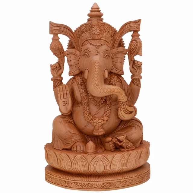 Statue Dorée Lakshmi Sur Lotus - Déesse Hindoue Décoration Diwali, Décoration Spirituelle