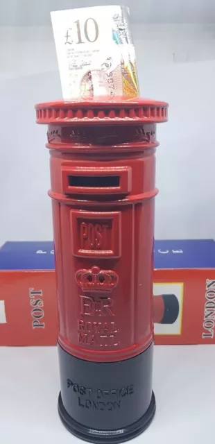 POST OFFICE Souvenir Piggy Bank Money Box Metal London UK POSTOFFICE Red Colour