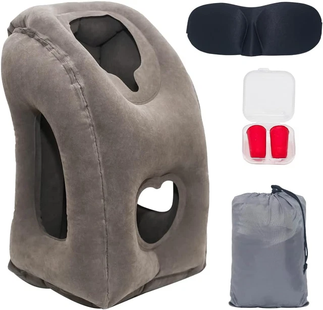 Inflatable Air Travel Pillow Support Kit Airplane Office Rest Neck Head Comfort