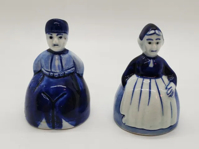 Joa Delft Blue Bells Hand Painted Mini Porcelain Dutch Couple Man Woman Vintage