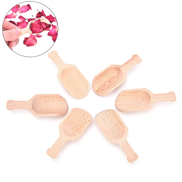 6 pz spazzoline in legno per sali da bagno olio essenziale cucchiaio sale da bagno bambù *H7