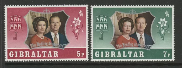 Gibraltar 1972 Royal Silver Wedding set SG 306-307 Mnh.