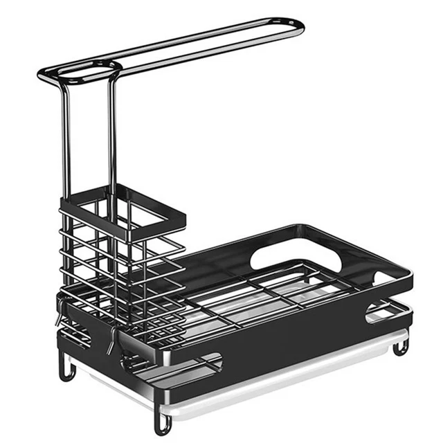 Portaspazzole KitchenAid Per Lavello - Acciaio Inox, 7 Scomparti, Vassoio Raccogligocce, 16x12cm