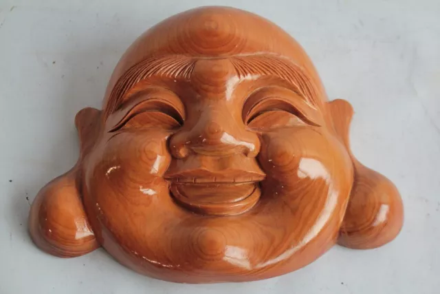 Masque Bouddha rieur bois sculpté (57124)