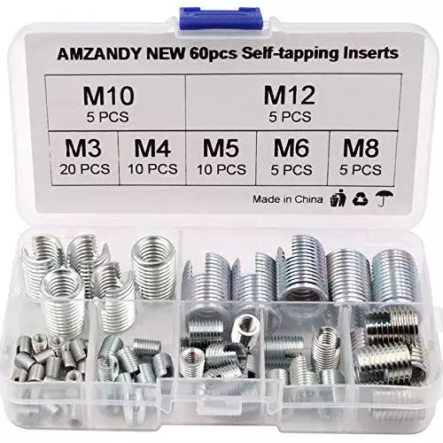 60 Pezzi Inserti Filettati M3 M4 M5 M6 M8 M10 M12,Set Inserto Filettato (Z5n)