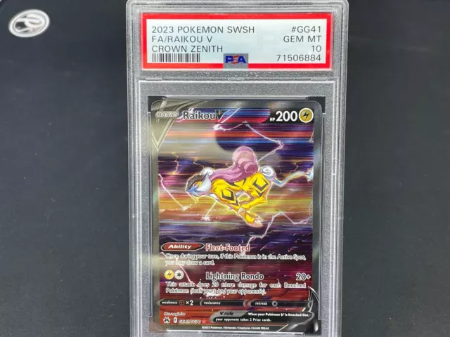 Mavin  PSA 10 Gem Mint Raikou V #GG41/GG70 Full Alt Art Crown Zenith  Pokemon Card 2023