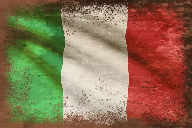 Italienische dreifarbige Flagge von Italien Bild, Vintage Look Retro Metall Schild Plakette
